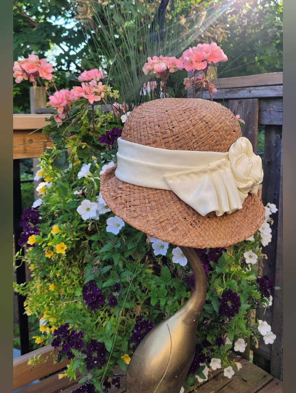 Kathy Jeanne Beau Chapeau Straw Cloche Derby/Church Hat